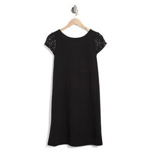 MARINA SEQUIN SLEEVE A-LINE DRESS IN BLACK Size 6